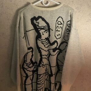Graphic Knit Sweater - Black and Cream